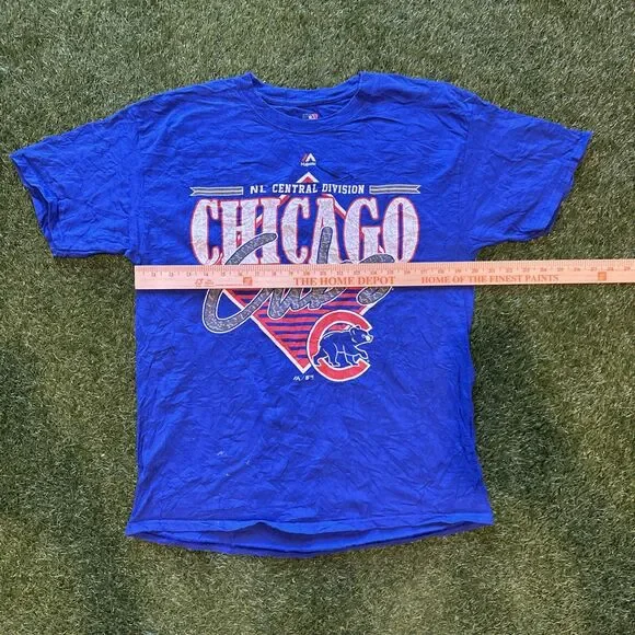 Vintage Y2K Majestic Chicago Cubs NL Central Division Mens Large Blue Tee Shirt - Picture 4 of 9